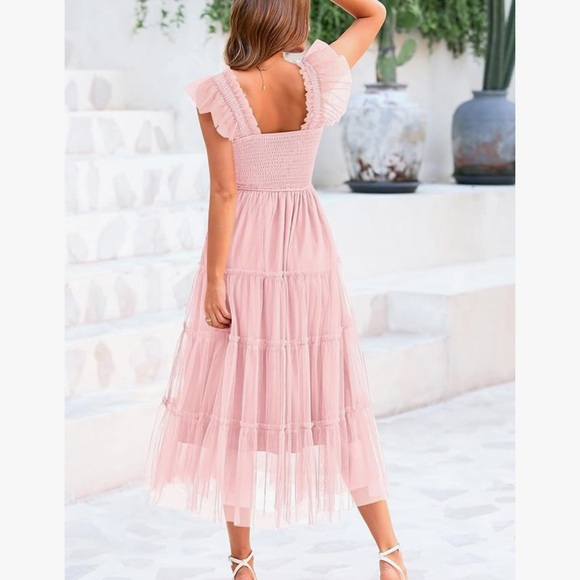 PRETTYGARDEN  Sleeveless Smocked Ruffle Tulle Flowy Beach Sundress - Picture 2 of 6